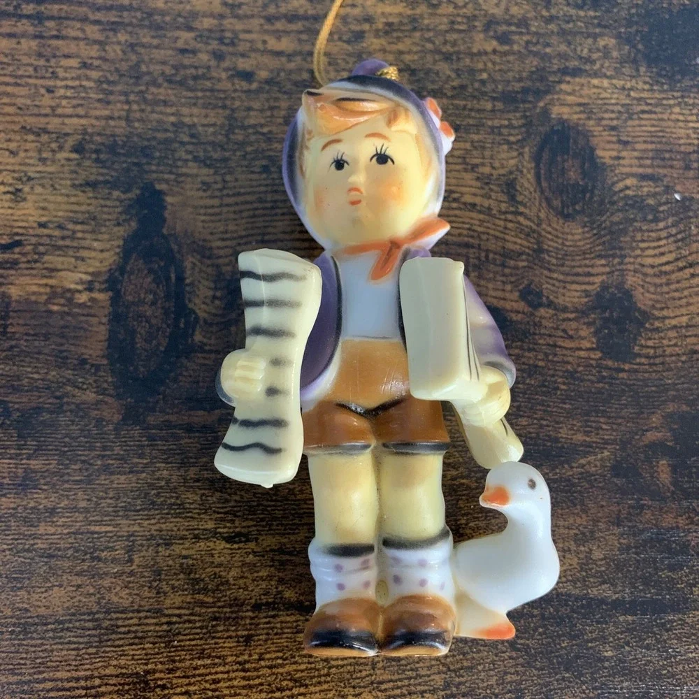 Vintage Plastic Kurt S. Adler Hummel Inspired Paper Boy Christmas Ornament